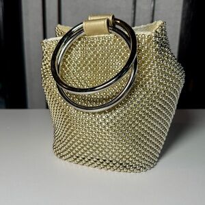 Jessica McClintock Gold Beaded Clutch with Silver Accents